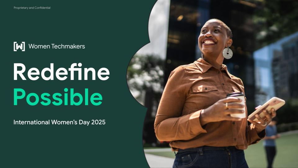 Young black woman engineer smiling with words Redefine Possible in green and white
