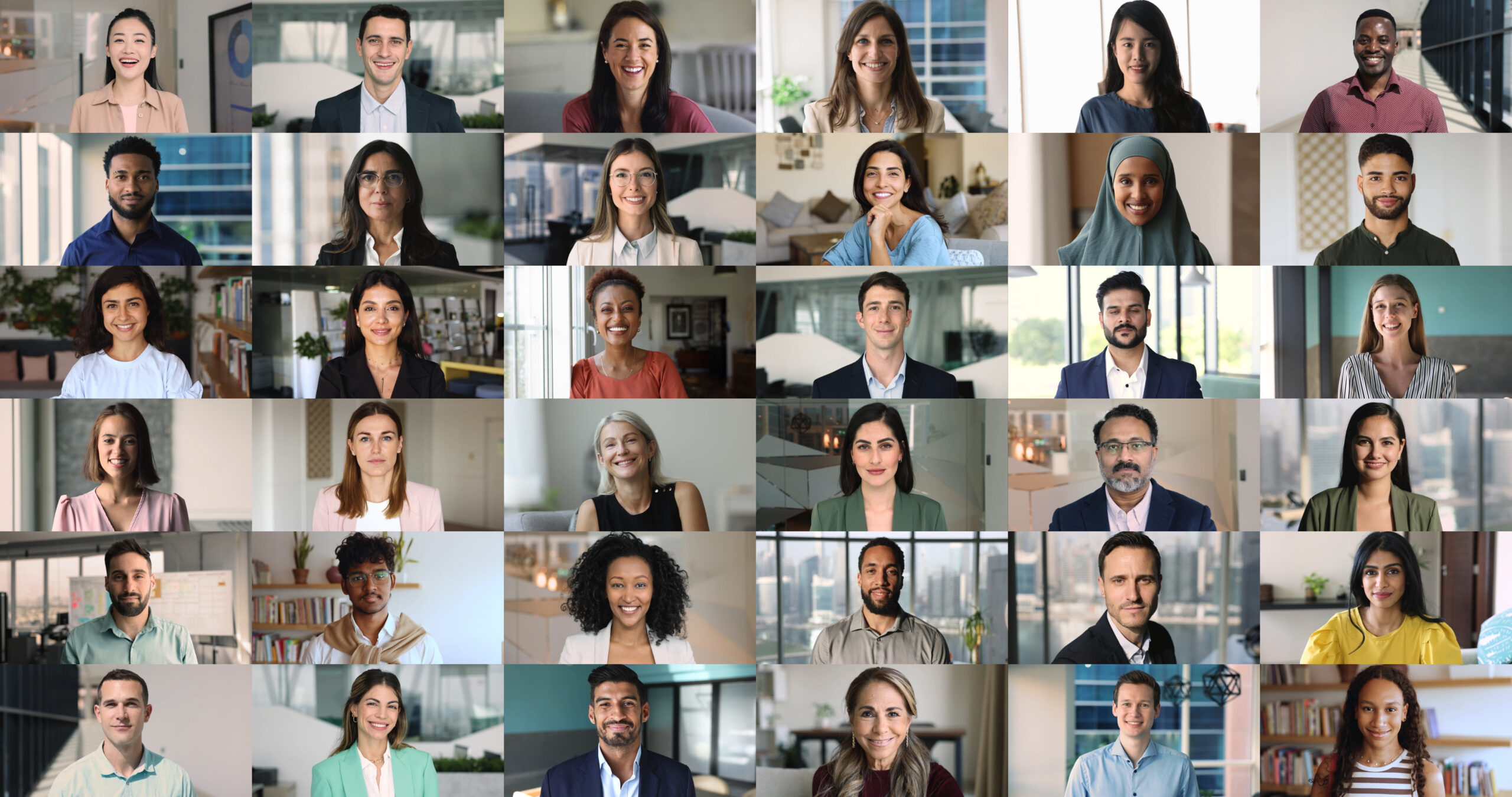 group of diverse people in a webinar